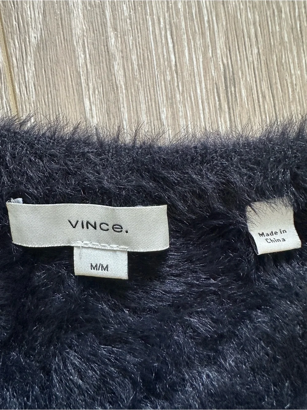 Vince Eyelash Cardigan Fuzzy Knit Button Front Long Sleeve Black Sz M